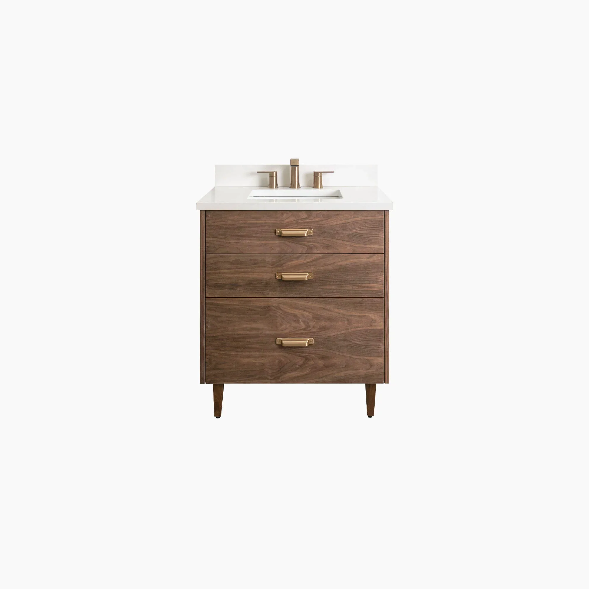 Austin Stainless SLIM 30" American Black Walnut Bathroom Vanity - All Drawers